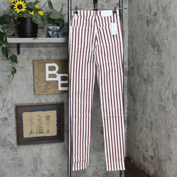 NWT WeWoreWhat Women's Stiletto Stripe High Waist Skinny Jeans 25 Ivory Rocker - Picture 3 of 7